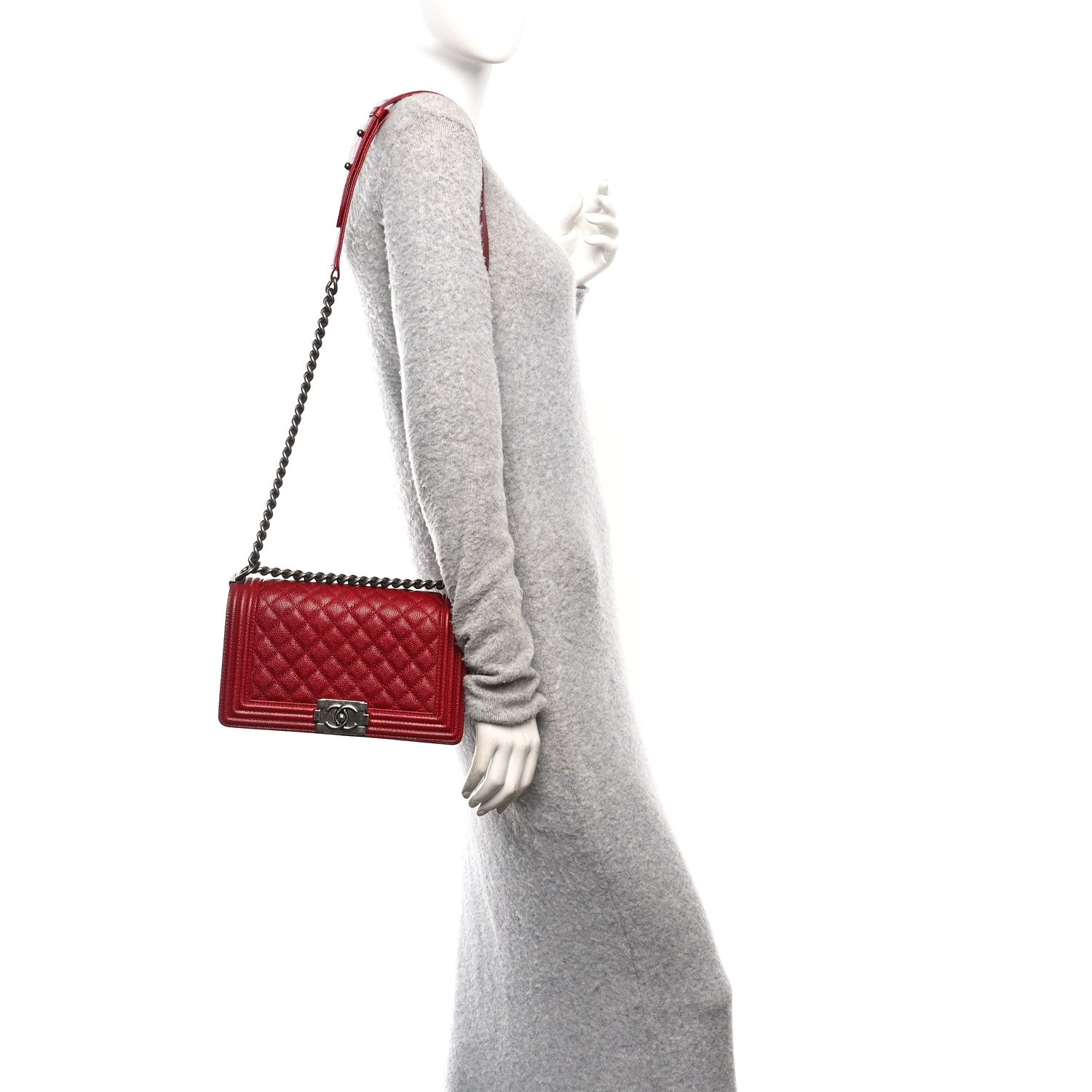 Chanel Caviar Quilted Medium Boy Flap Red 2 of 10