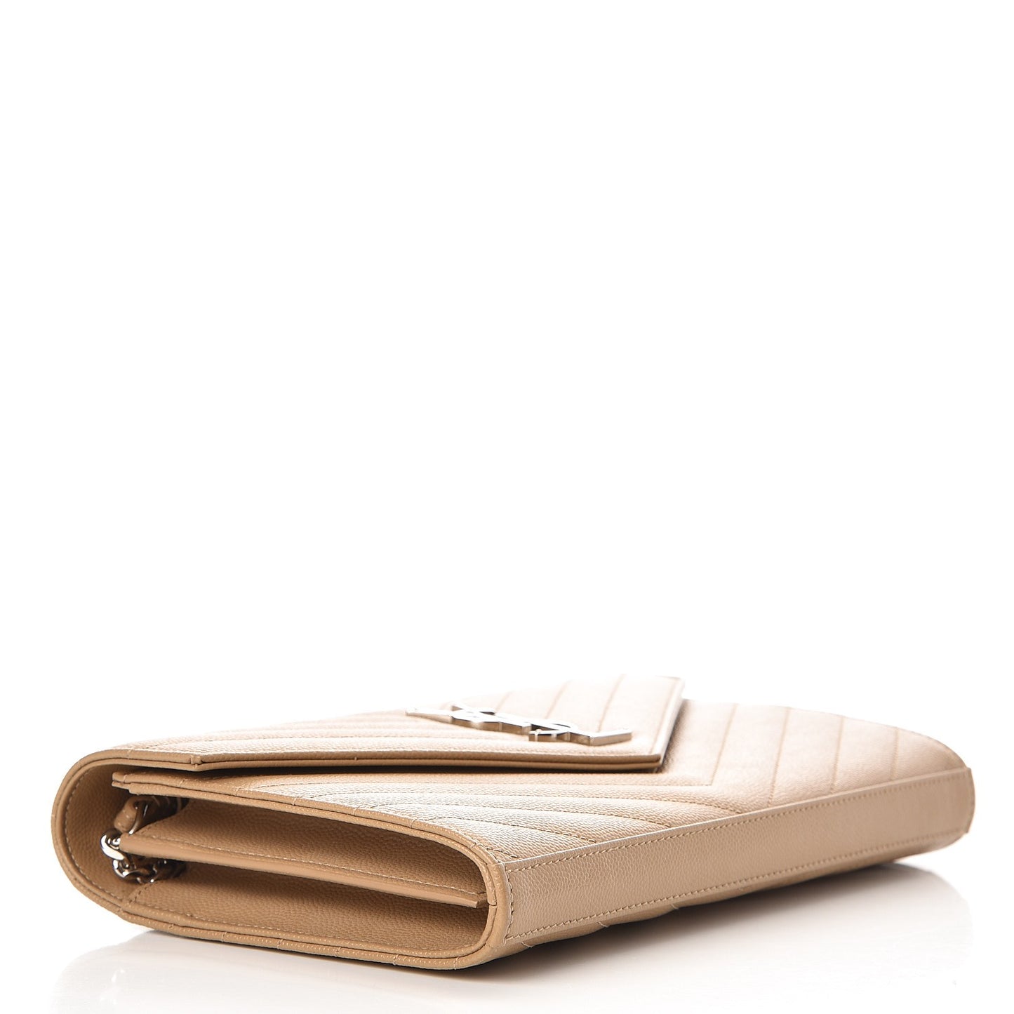 Grain De Poudre Matelasse Chevron Monogram Chain Wallet Deep Beige