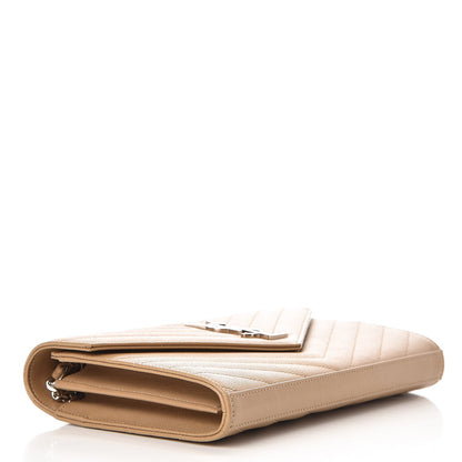 Saint Laurent Grain De Poudre Matelasse Chevron Monogram Chain Wallet Deep Beige 4 of 7