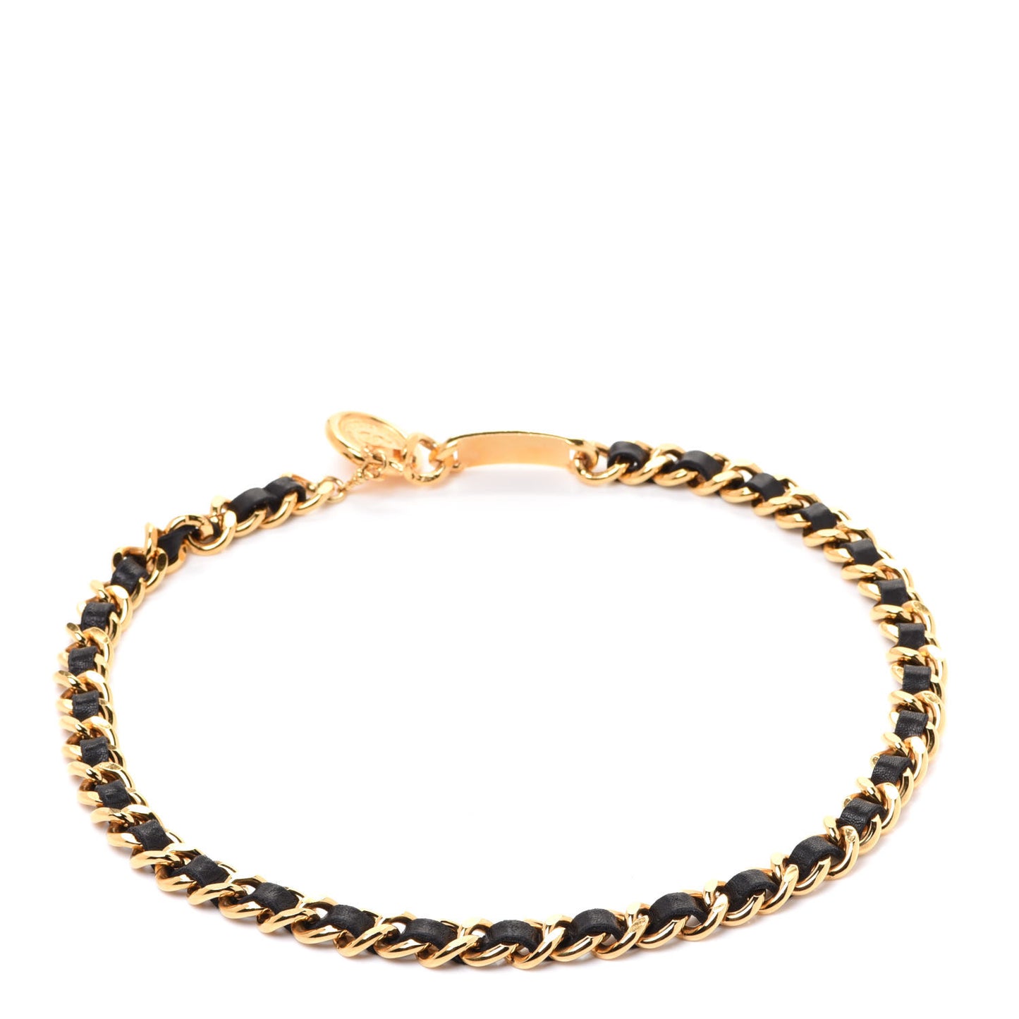 Lambskin Chain CC Medallion Belt Black Gold
