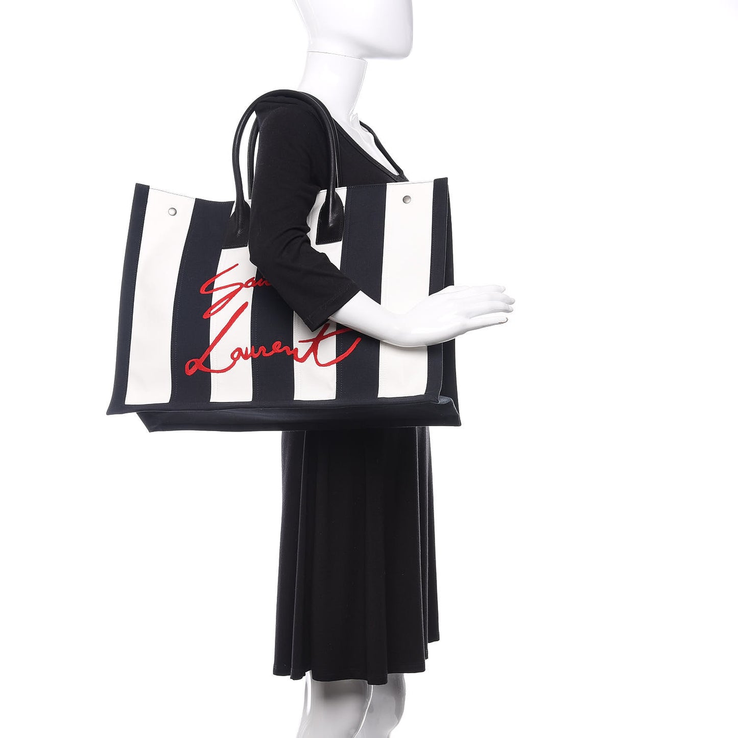 Canvas Noe Striped Tote Black White