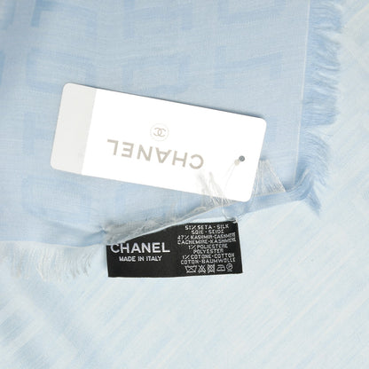 Chanel Silk Cashmere CC Square Scarf Light Blue 6 of 6
