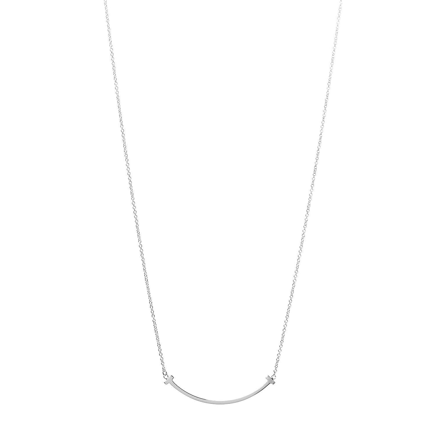 Sterling Silver Small T Smile Pendant Necklace