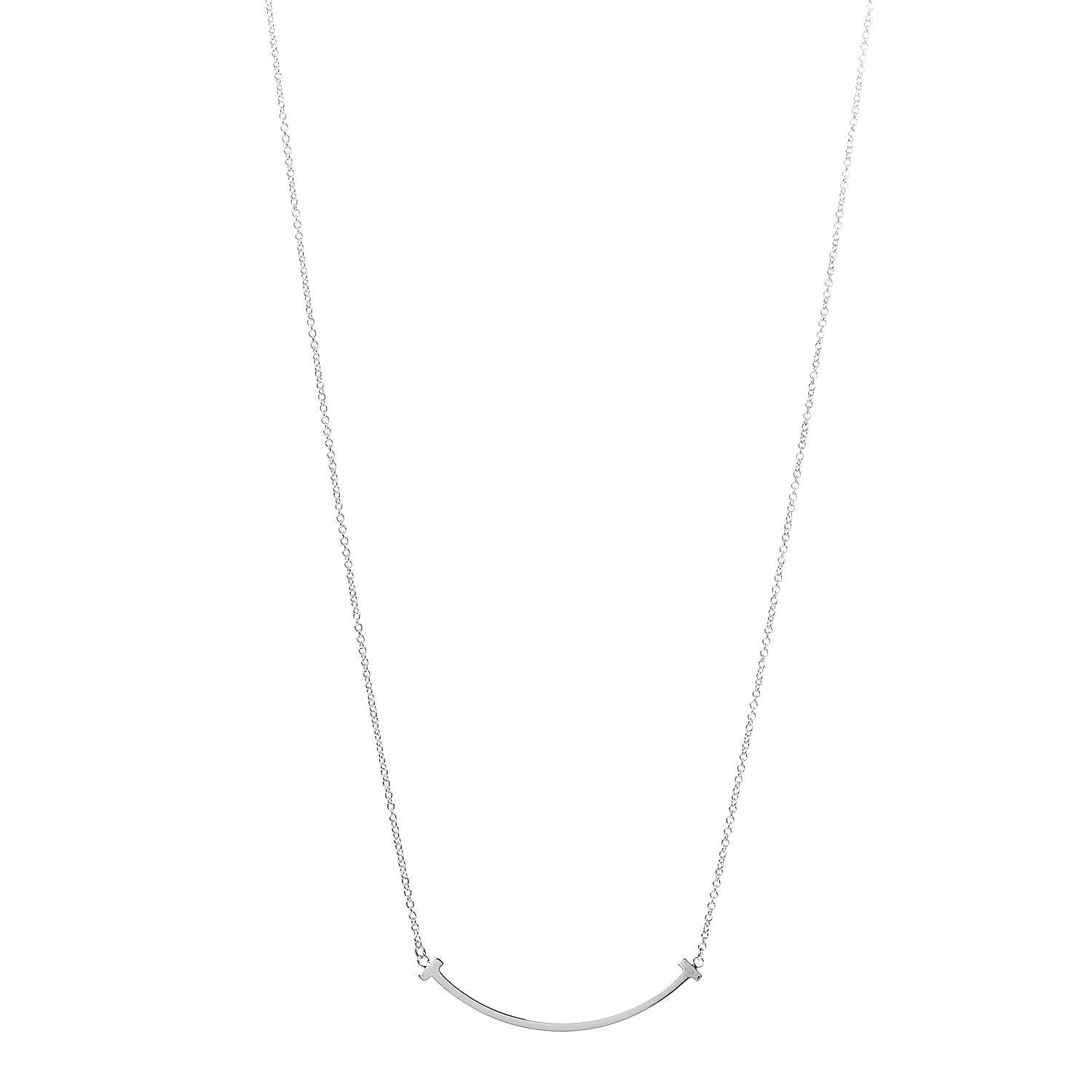 Tiffany Sterling Silver Small T Smile Pendant Necklace 1 of 7