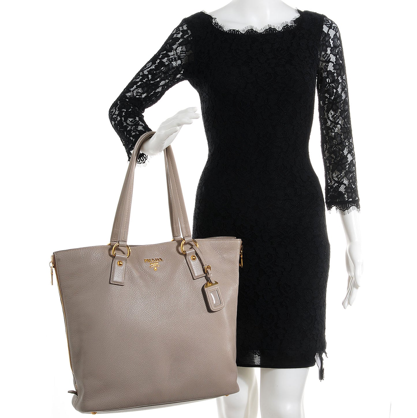 Vitello Daino Side Zip Tote Pomice