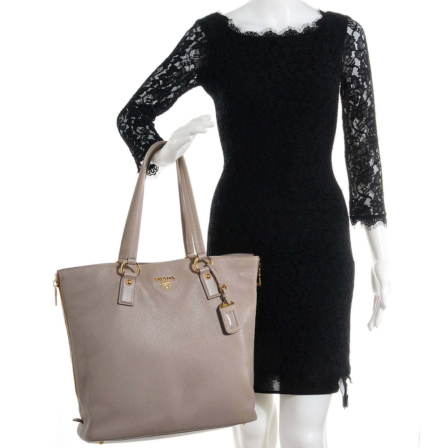 Prada Vitello Daino Side Zip Tote Pomice 2 of 10
