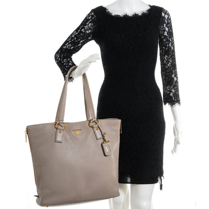 Prada Vitello Daino Side Zip Tote Pomice 2 of 10