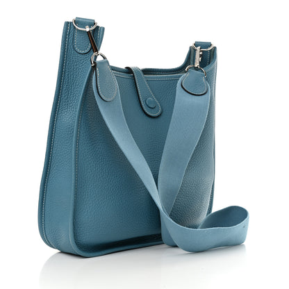 Hermes Taurillon Clemence Evelyne PM Blue Jean 3 of 15