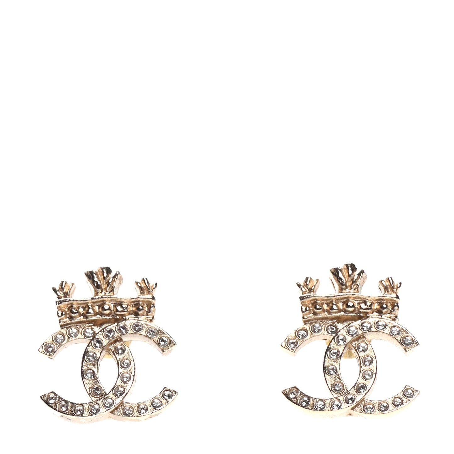 Crystal CC Crown Earrings Gold