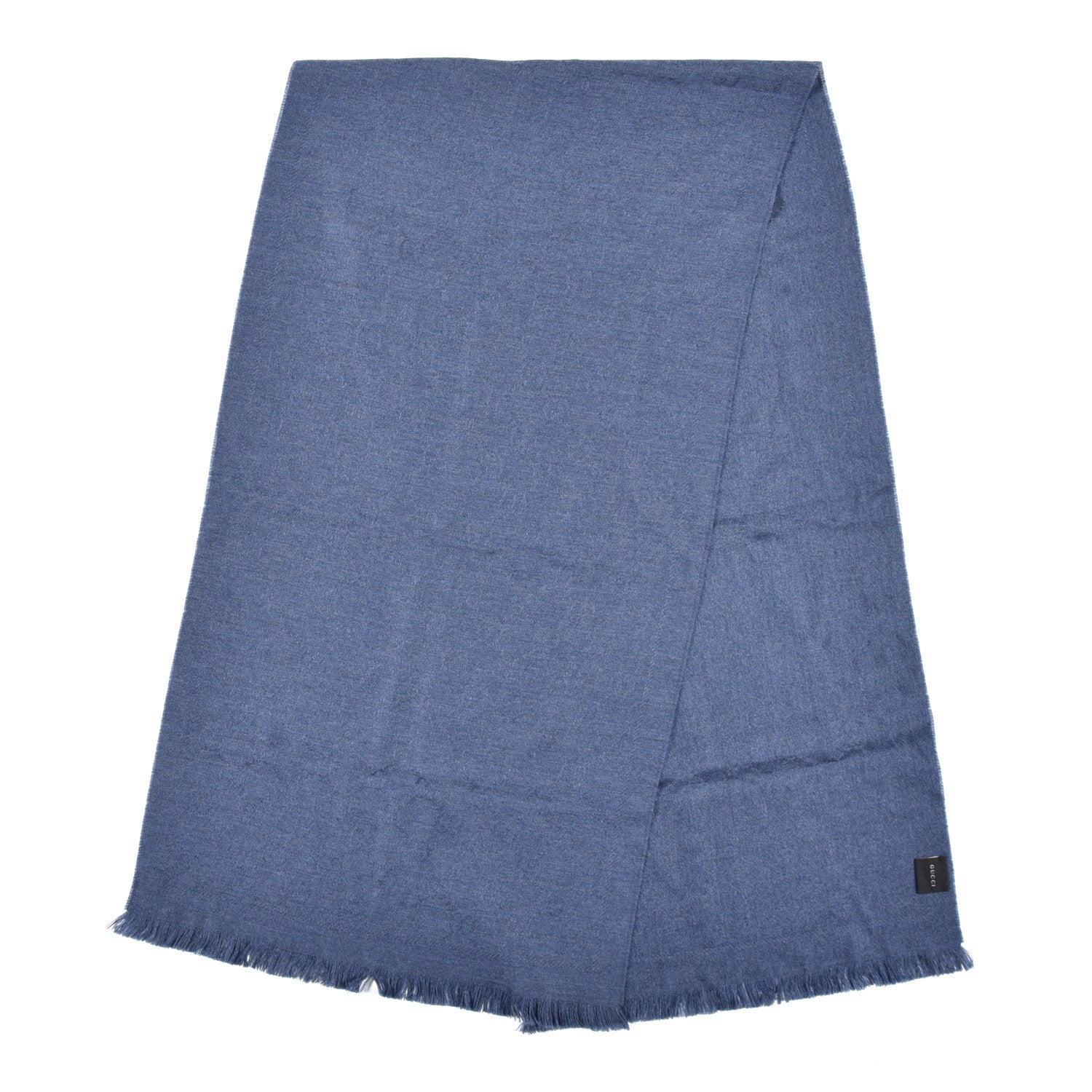 Gucci Wool Silk Monogram Fringe Scarf Light Blue 2 of 4