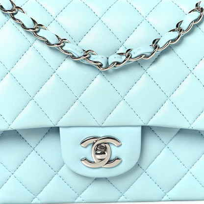 Chanel Lambskin Quilted Medium Double Flap Light Blue 8 of 11