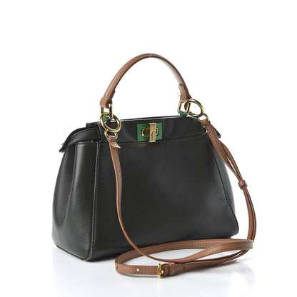 Fendi Nappa Colorblock Mini Peekaboo Iconic Satchel Oliva Vacchetta Powder Pink 3 of 10