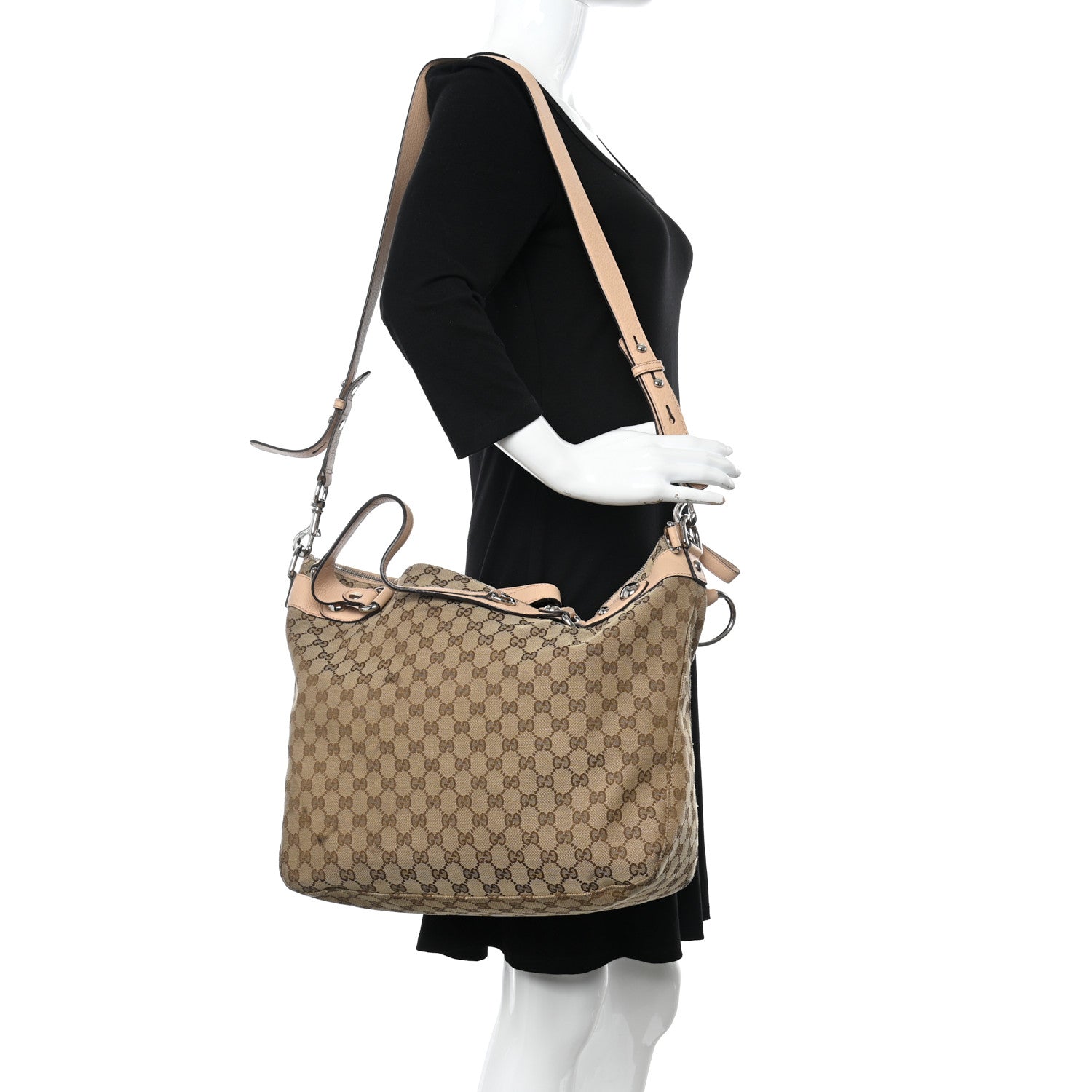 Gucci Monogram Large Icon Bit Hobo Tan 2 of 18