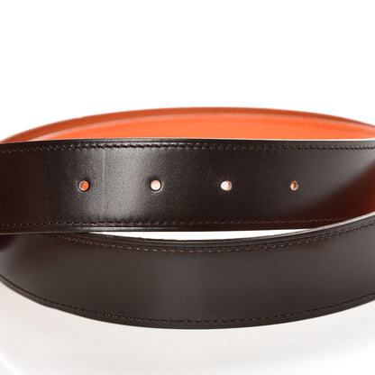 Hermes Box Togo Strie 32mm H Belt 95 Chocolate Orange 5 of 7