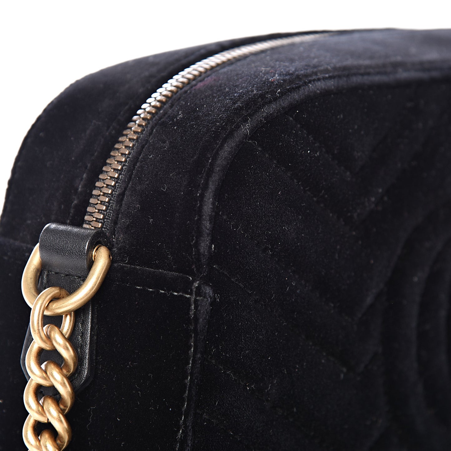 Velvet Matelasse Small GG Marmont Chain Shoulder Bag Black