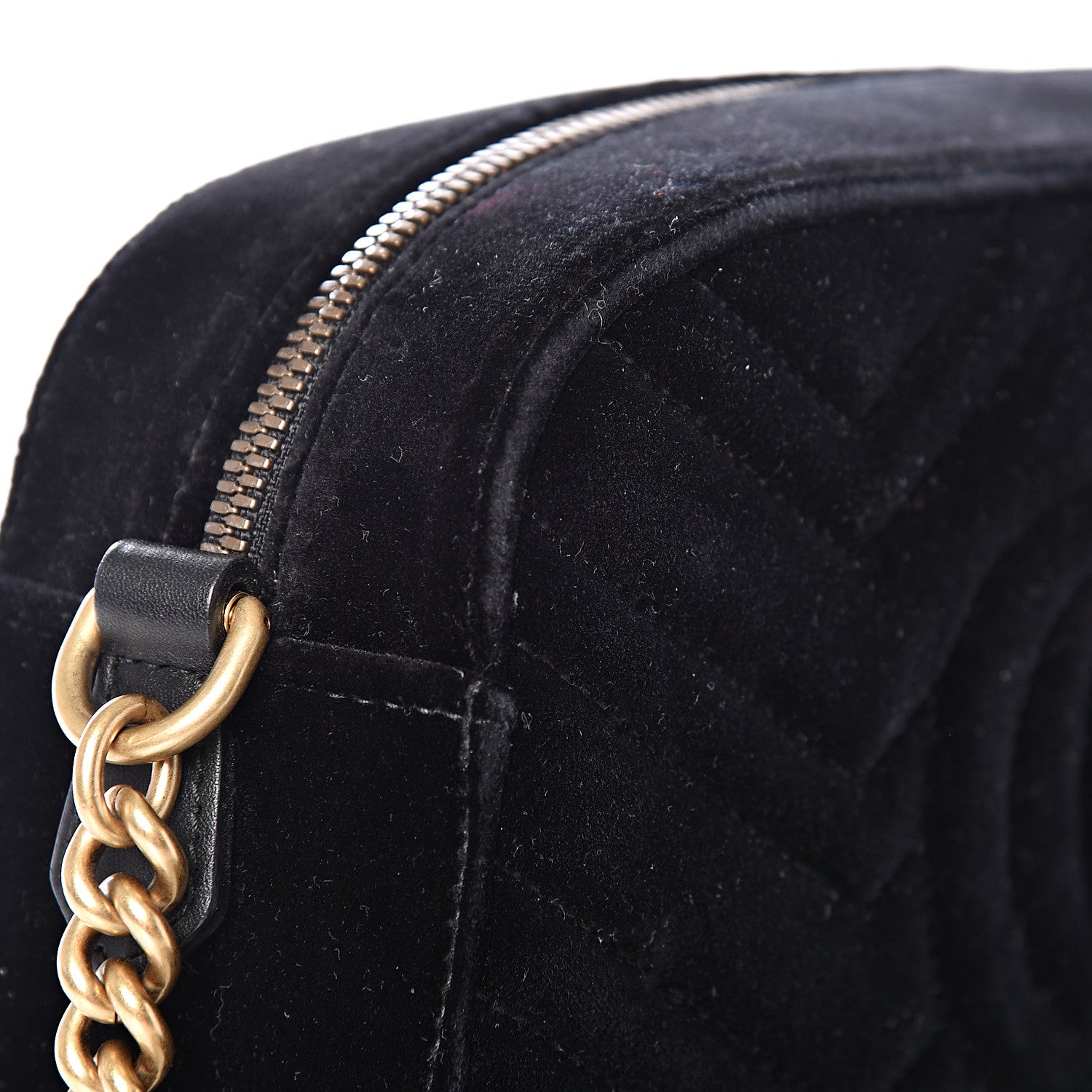 Gucci Velvet Matelasse Small GG Marmont Chain Shoulder Bag Black 9 of 11