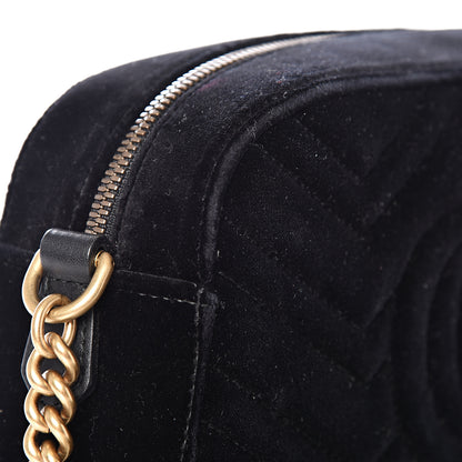 Gucci Velvet Matelasse Small GG Marmont Chain Shoulder Bag Black 9 of 11