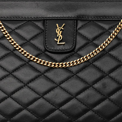 Saint Laurent Lambskin Quilted Monogram Baby Victoire Chain Clutch Bag Black 8 of 12