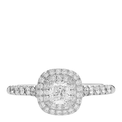 Tiffany Platinum Diamond .38ct Soleste Cushion Cut Double Halo Engagement Ring 54 7 1 of 7