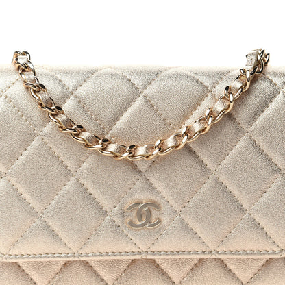 Chanel Metallic Lambskin Quilted Mini Wallet On Chain WOC Gold 10 of 11