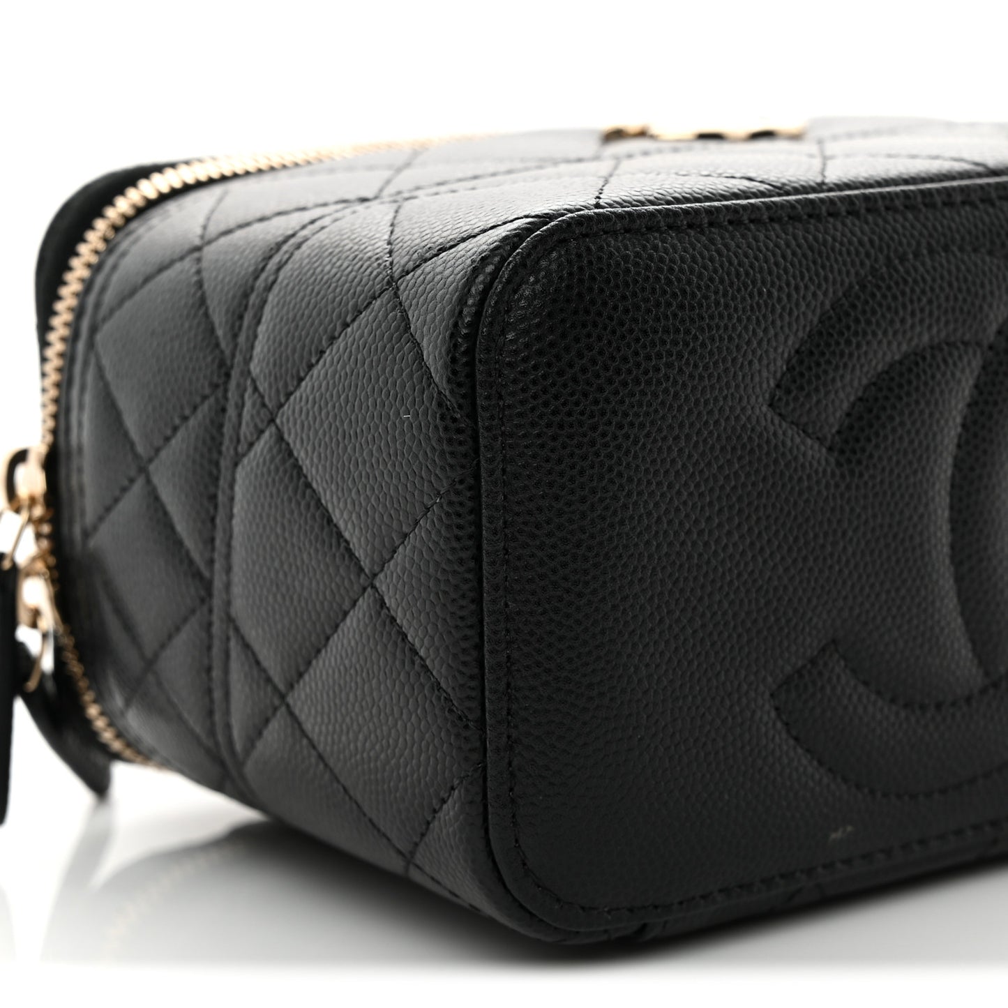 Caviar Quilted Trendy Handle Mini Vanity Black