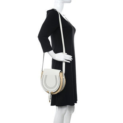 Chloe Raffia Small Grain Calfskin Small Marcie Basket Crossbody White 3 of 9
