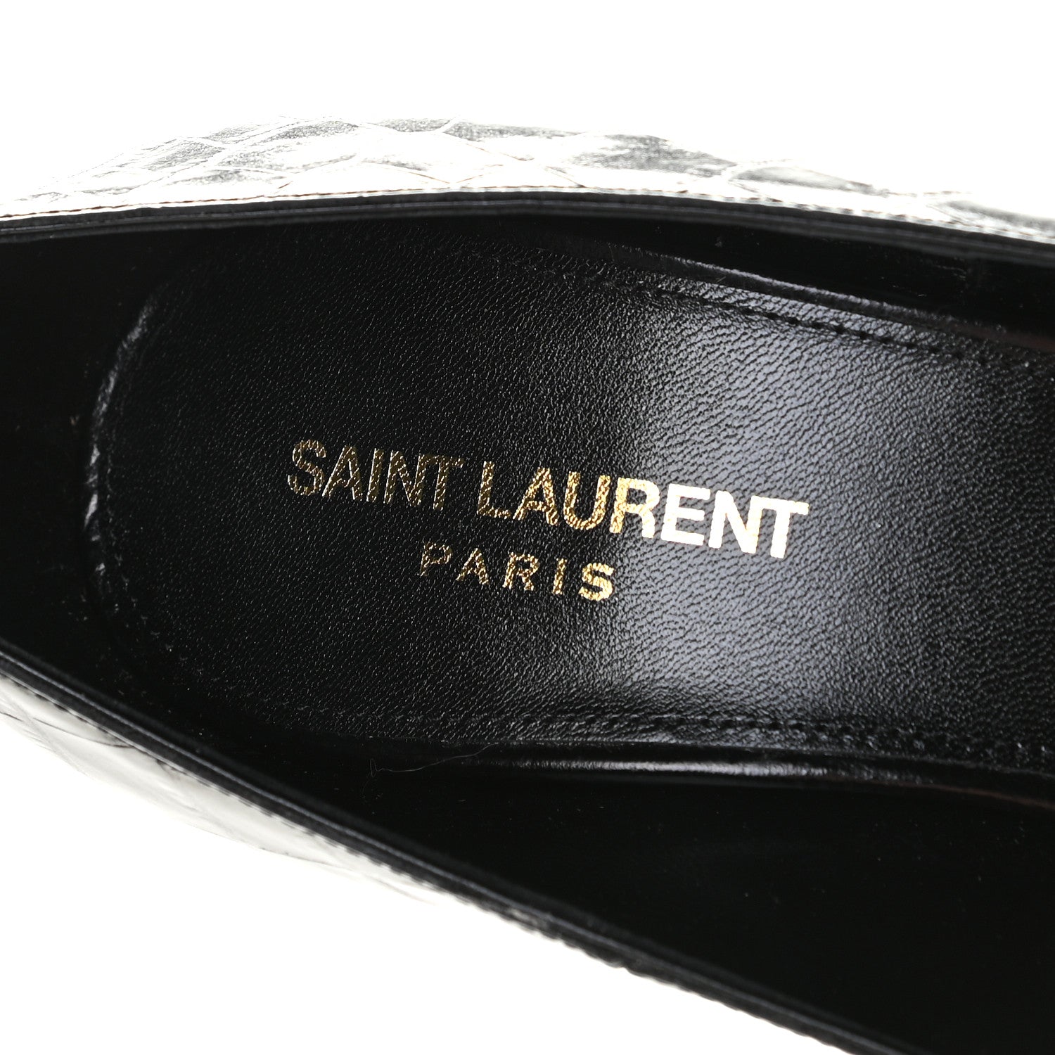 Saint Laurent Calfskin Crocodile Embossed Opyum 110 Pumps 40 Black 11 of 13