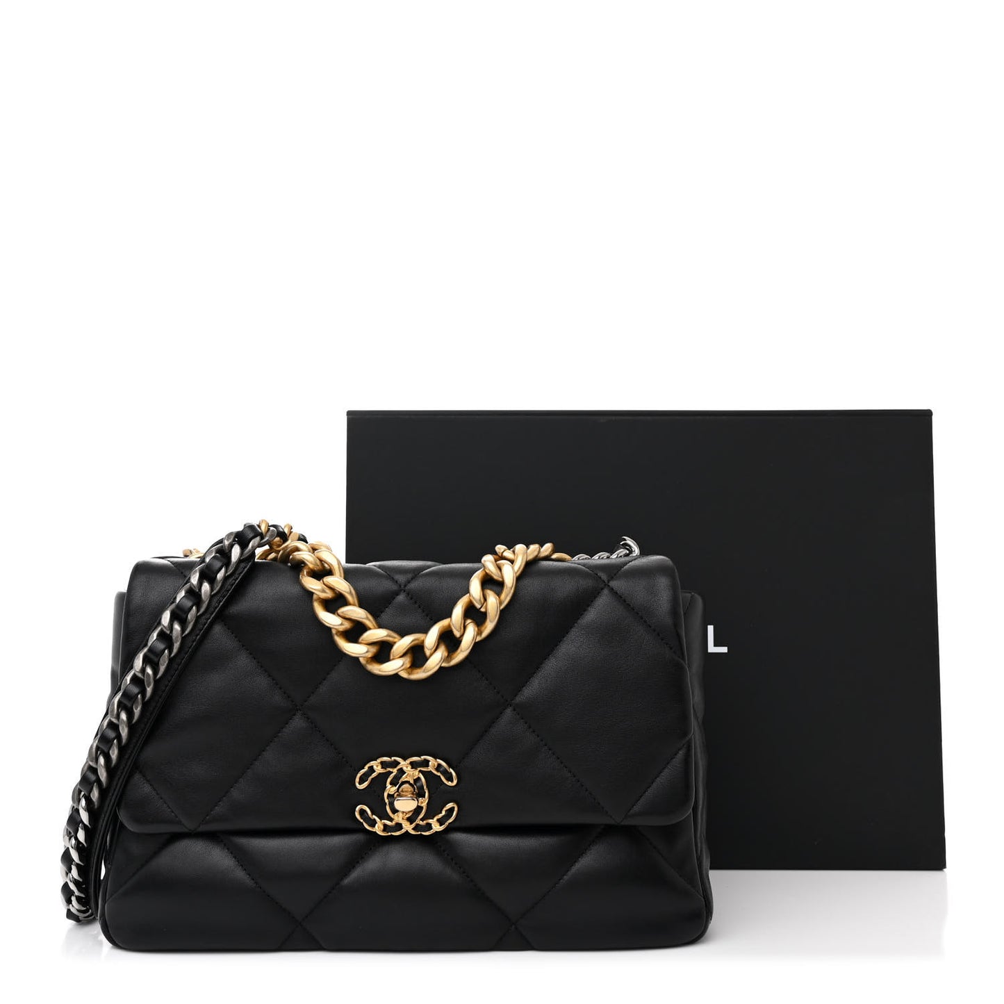 Lambskin Quilted Large Chanel 19 Flap Black