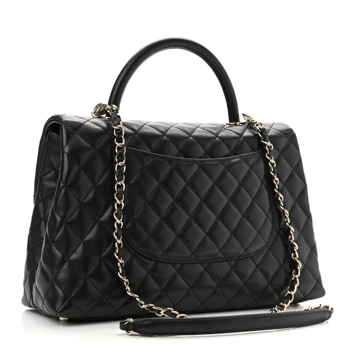 Caviar Quilted Medium Coco Handle Flap Black