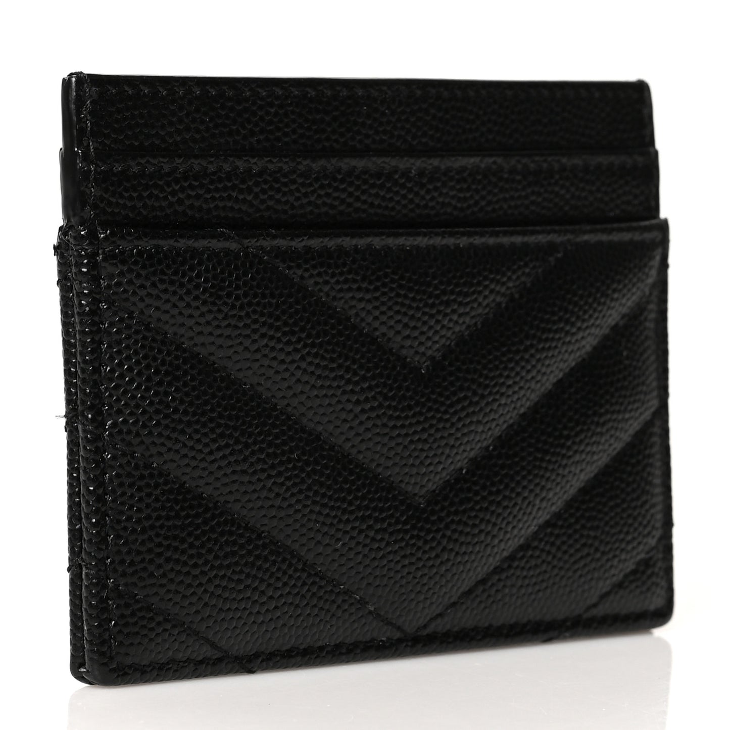 Grain De Poudre Matelasse Chevron Monogram Credit Card Case Black