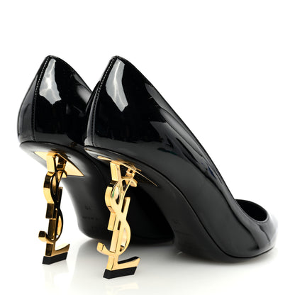 Saint Laurent Patent Calfskin Opyum 85 Pumps 38 Black Gold 4 of 7