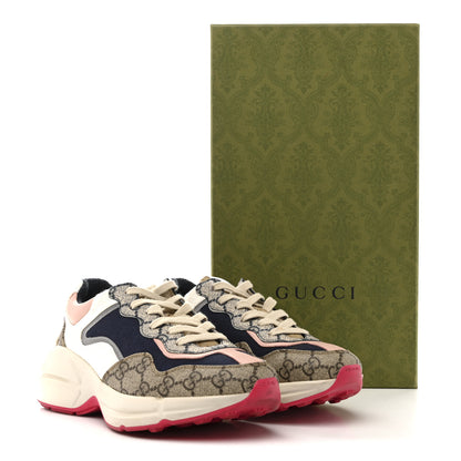 Gucci GG Supreme Monogram Mix Monogram Womens Rhyton Sneakers 37.5 London Blue Beige Pale Pink 12 of 12
