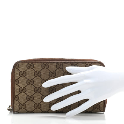 Gucci Monogram Dollar Calfskin Zip Around Wallet Beige Ebony Tabacco 2 of 10
