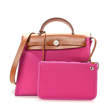 Hermes Vache Hunter Toile Herbag Zip 31 PM Magnolia Fauve 4 of 11