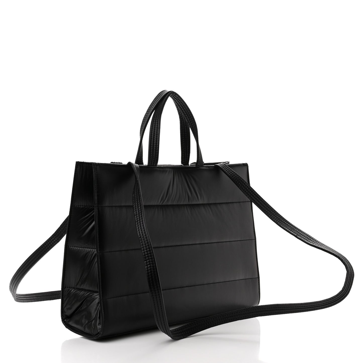Nylon Medium Puff Shopping Bag Black