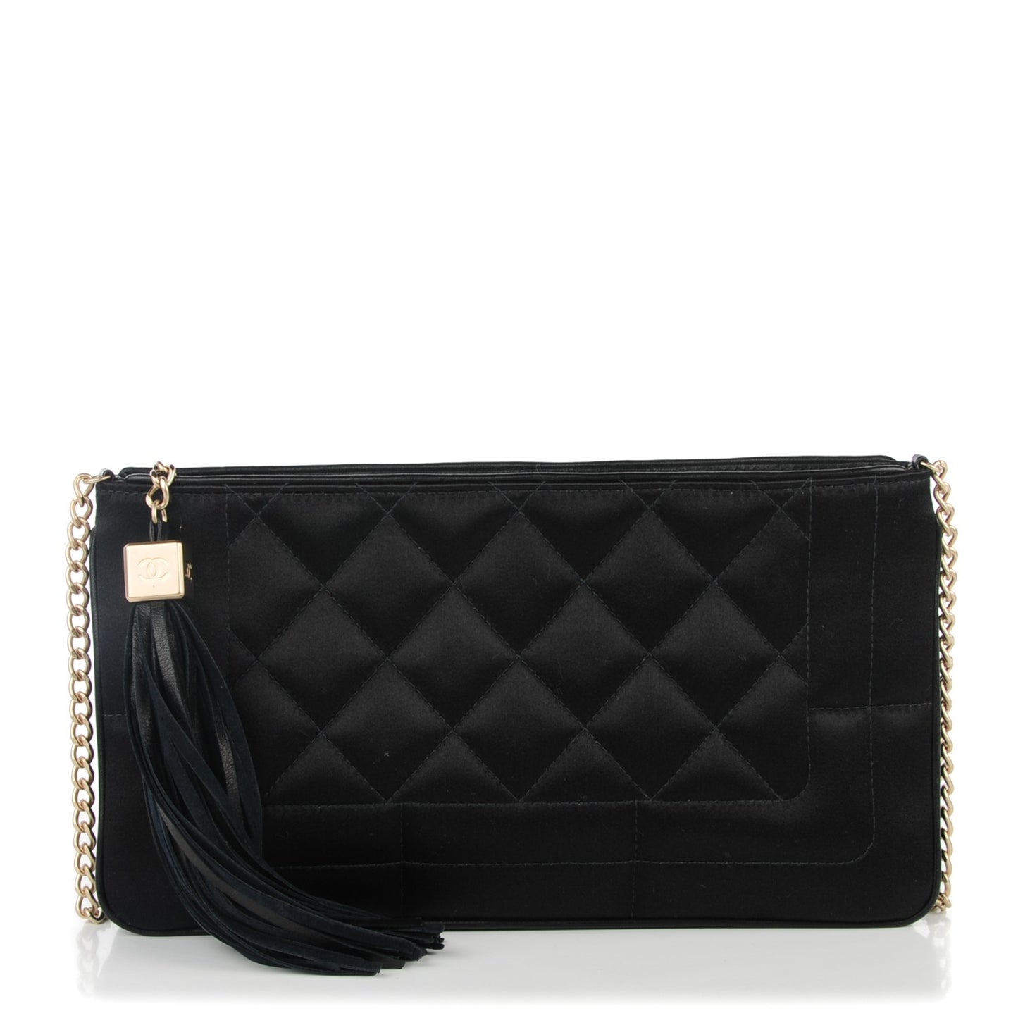 Satin Quilted Evening Bag Black