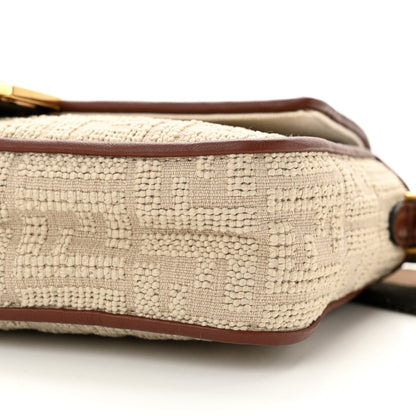 Fendi Sardinian Jacquard Vitello King FF 1974 Embroidered Baguette Corda Praline 9 of 10