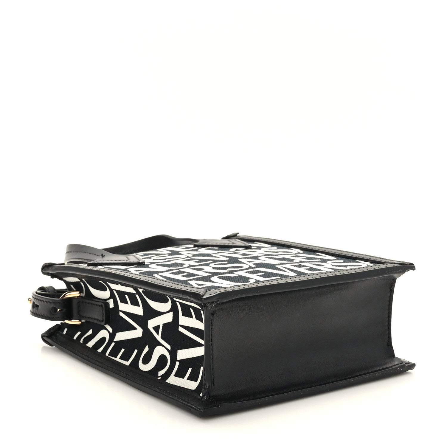Versace Canvas Jacquard Mini Allover Logo Tote Black White 4 of 8