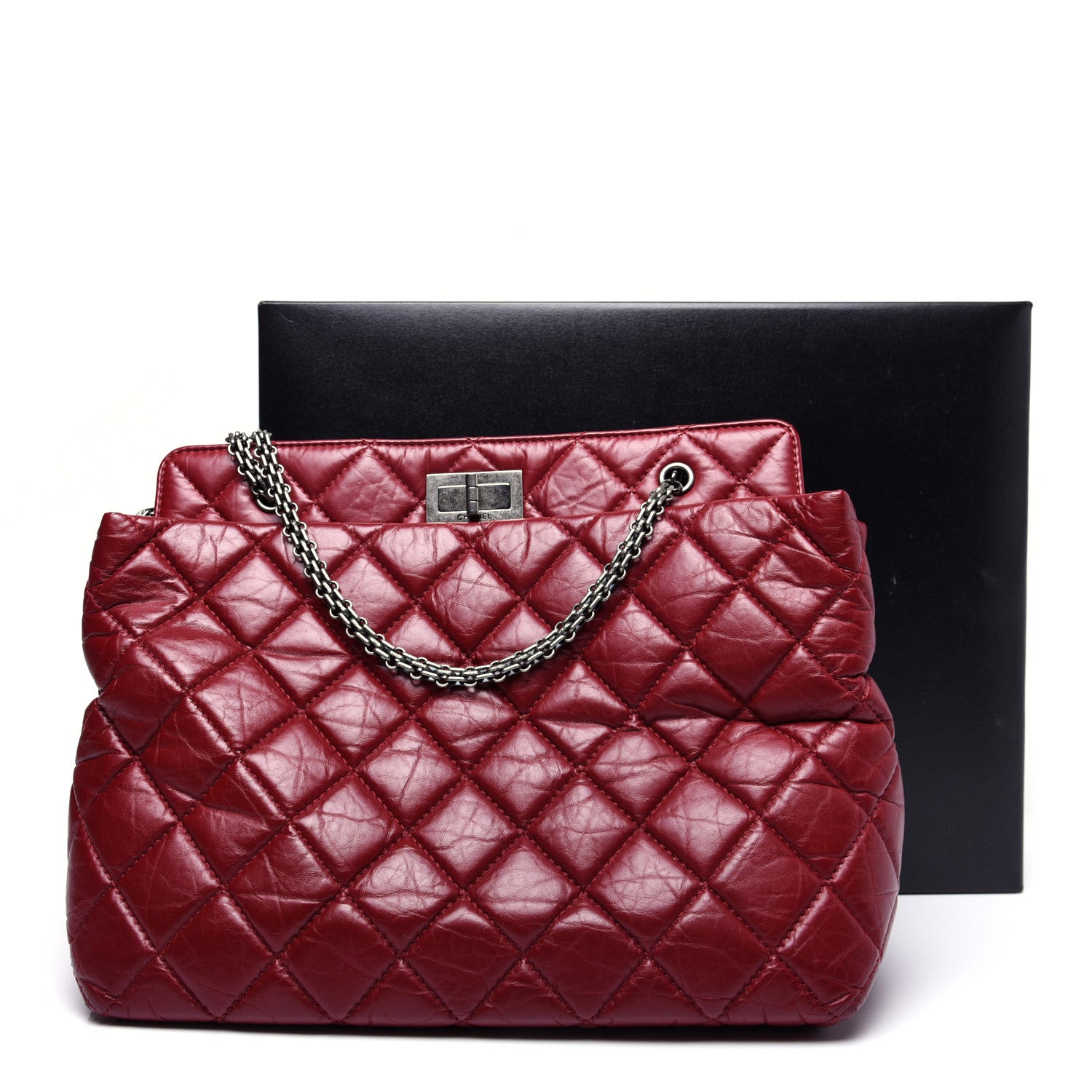 Chanel Aged Calfskin Quilted Reissue 2.55 Tote Red 14 of 14