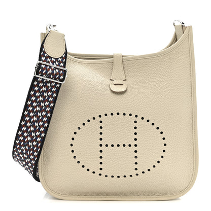 Hermes Taurillon Clemence Zigzag Sangle Evelyne III PM Beton Black White Deep Bleu 1 of 11