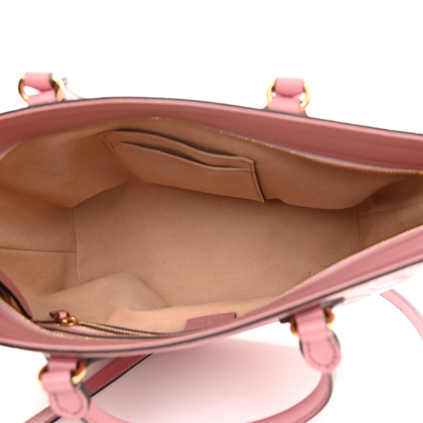 Guccissima Signature Small Zippered Bucket Tote Rose Baby Candy