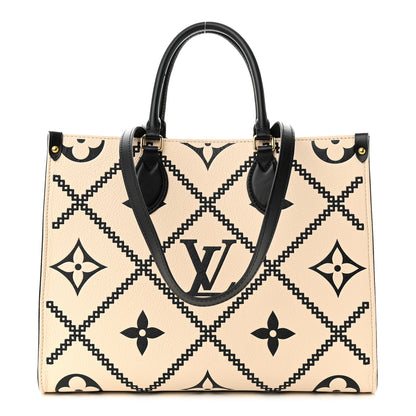 Louis Vuitton Empreinte Monogram Giant Broderies Onthego MM Cream Black 1 of 10