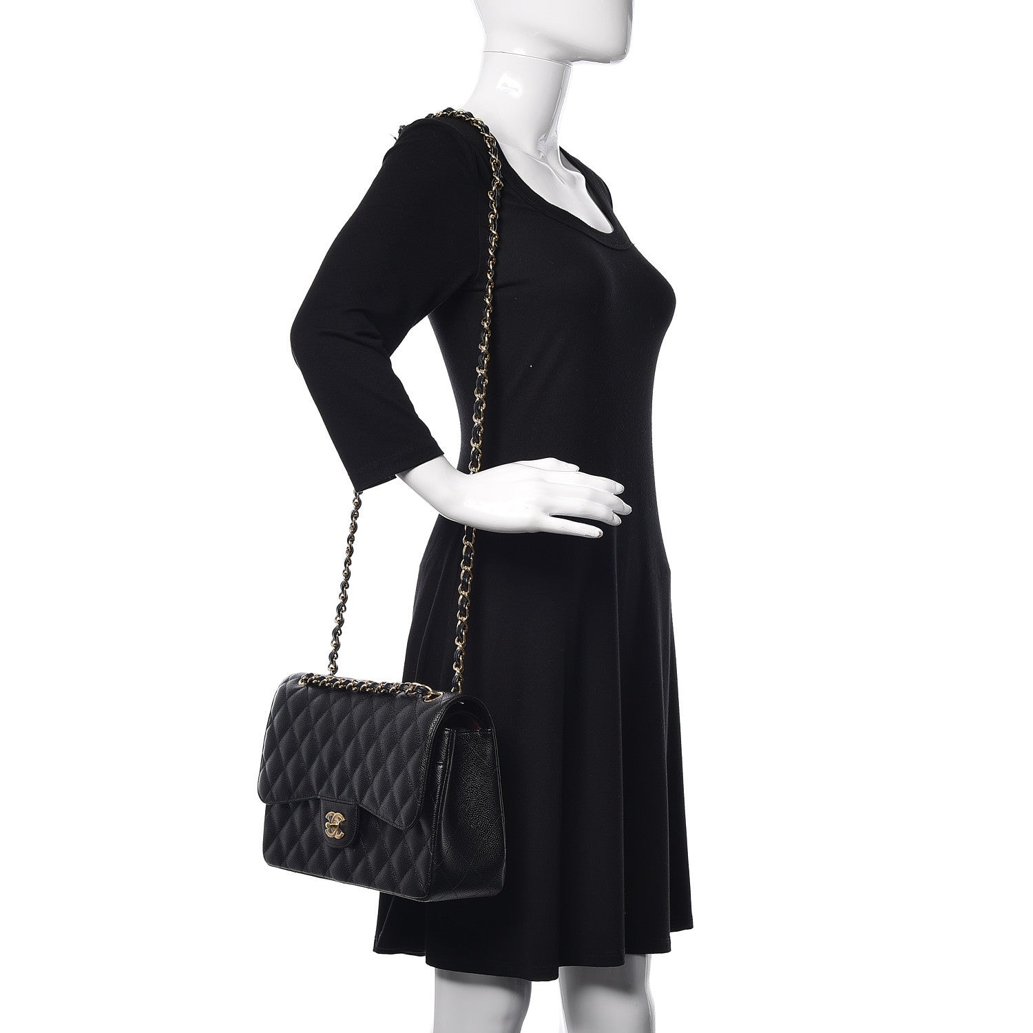 Chanel Caviar Quilted Jumbo Double Flap Black 2 of 12