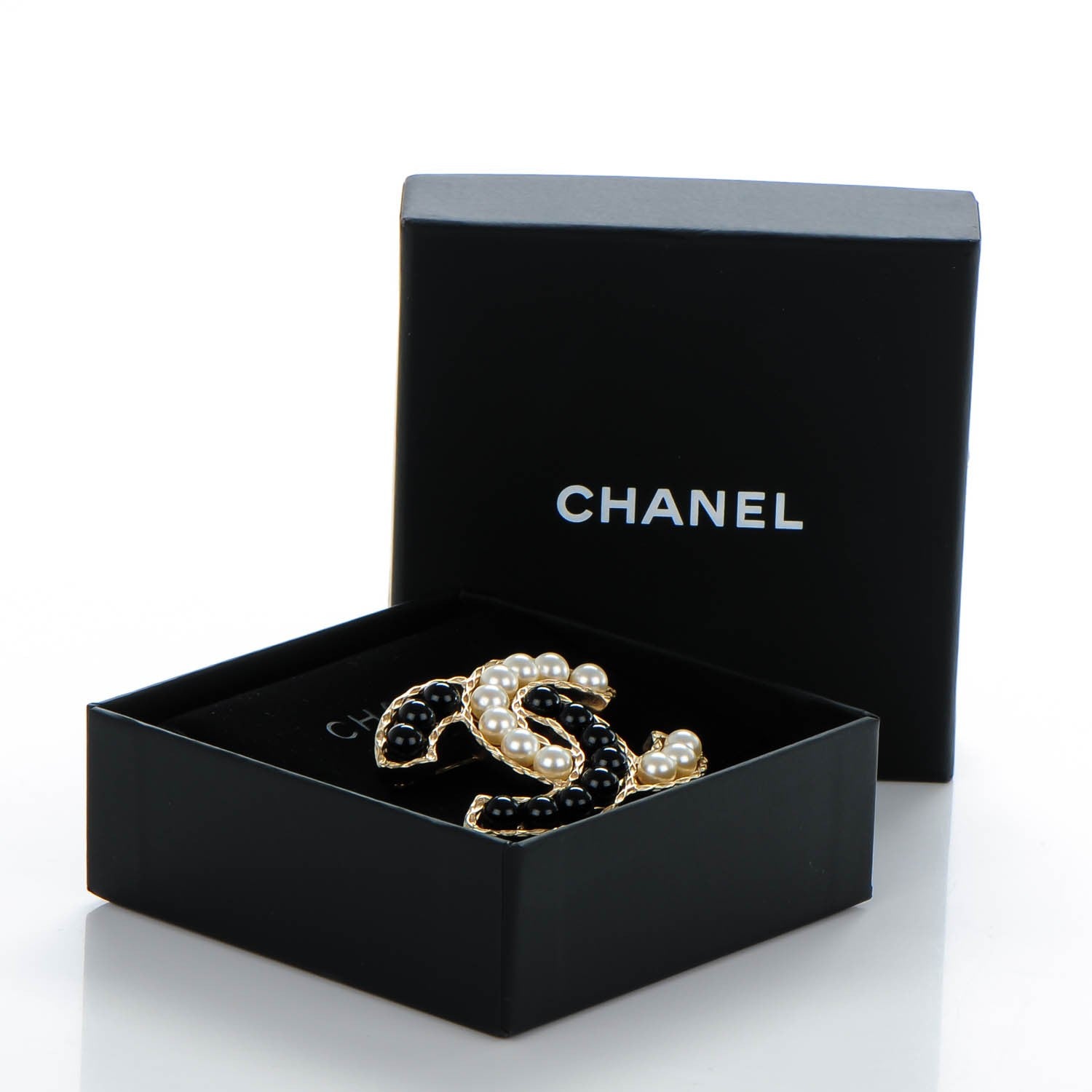 Chanel Pearl CC Brooch Gold Black 5 of 5