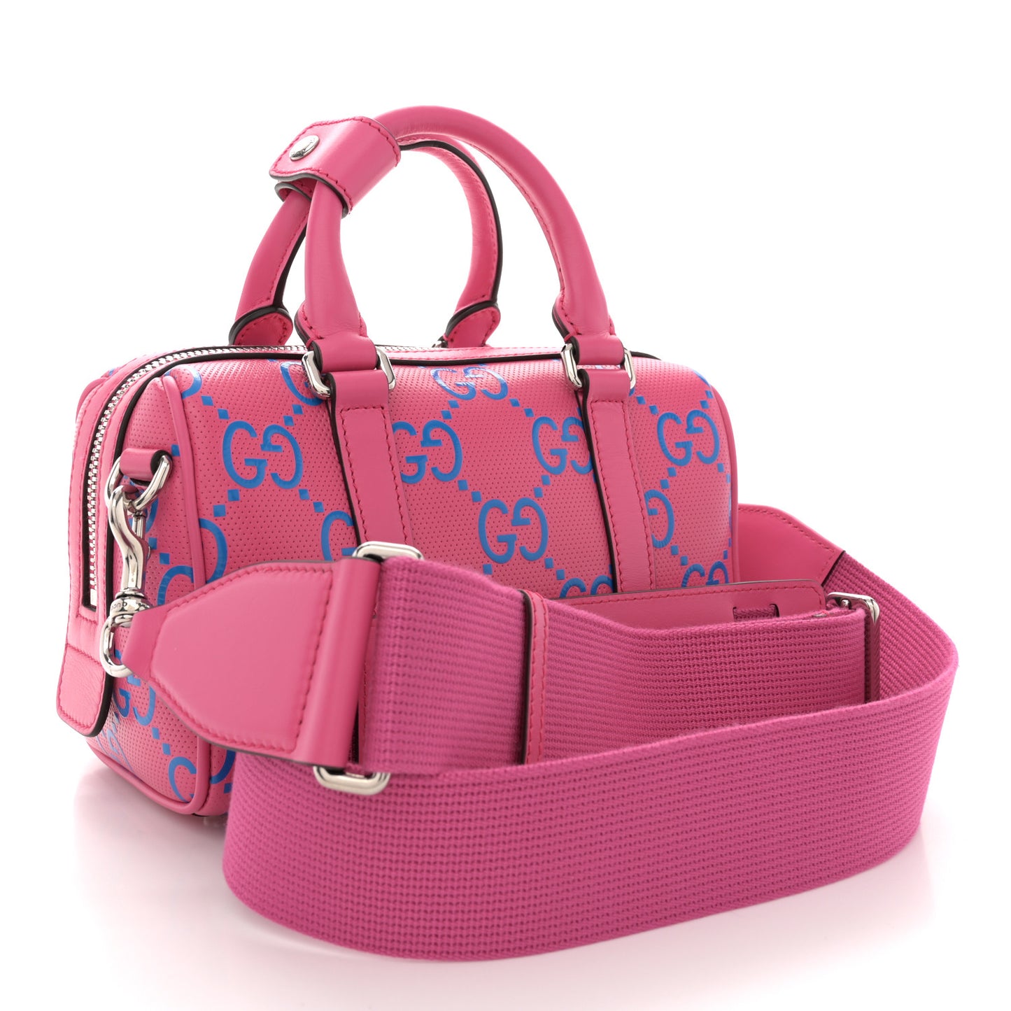 Calfskin GG Tennis Bi-Color Embossed Mini Duffle Bag Modern Fucsia Modern Blue