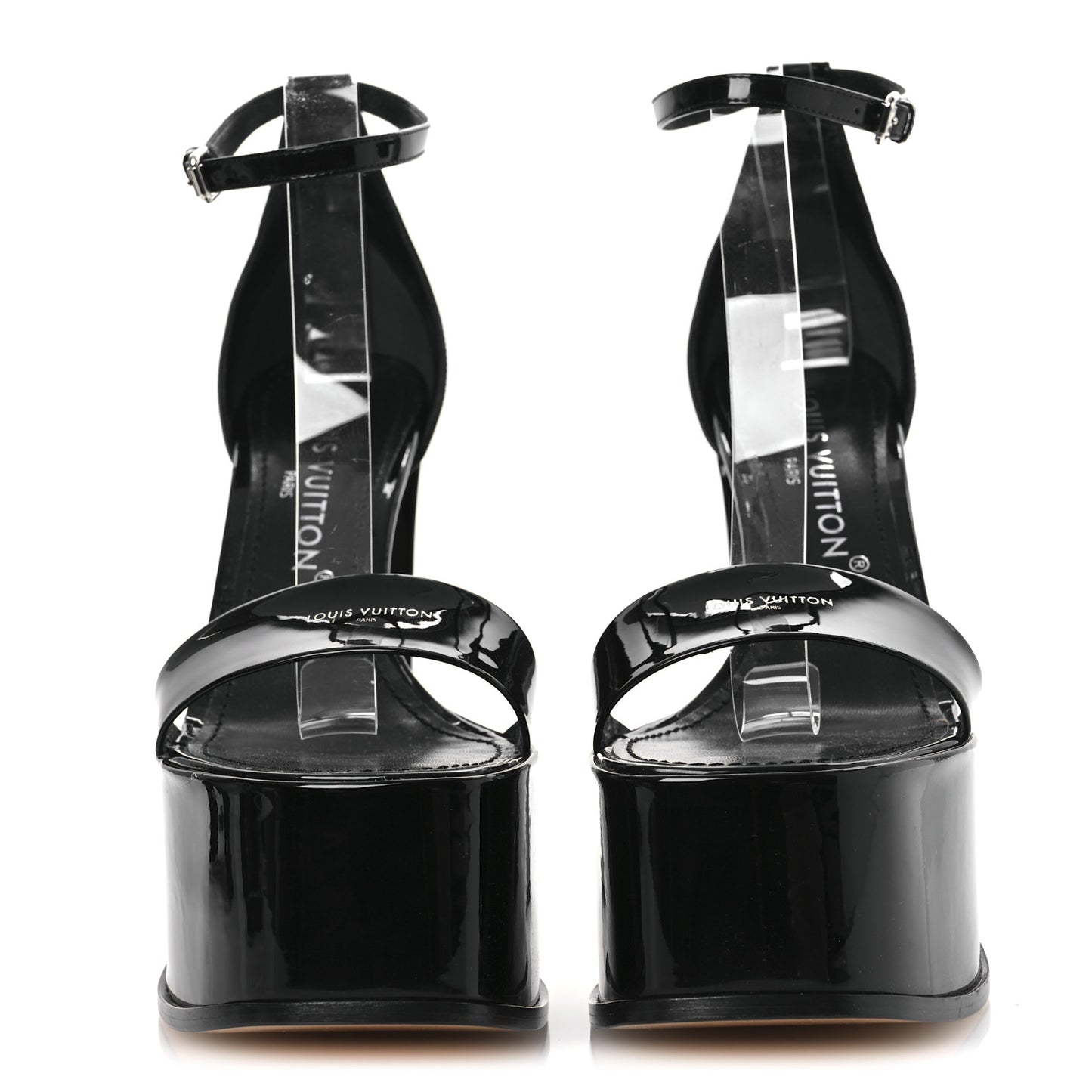 Patent Calfskin Fame Platform Sandal 39 Black