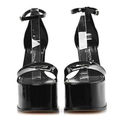 Louis Vuitton Patent Calfskin Fame Platform Sandal 39 Black 3 of 13