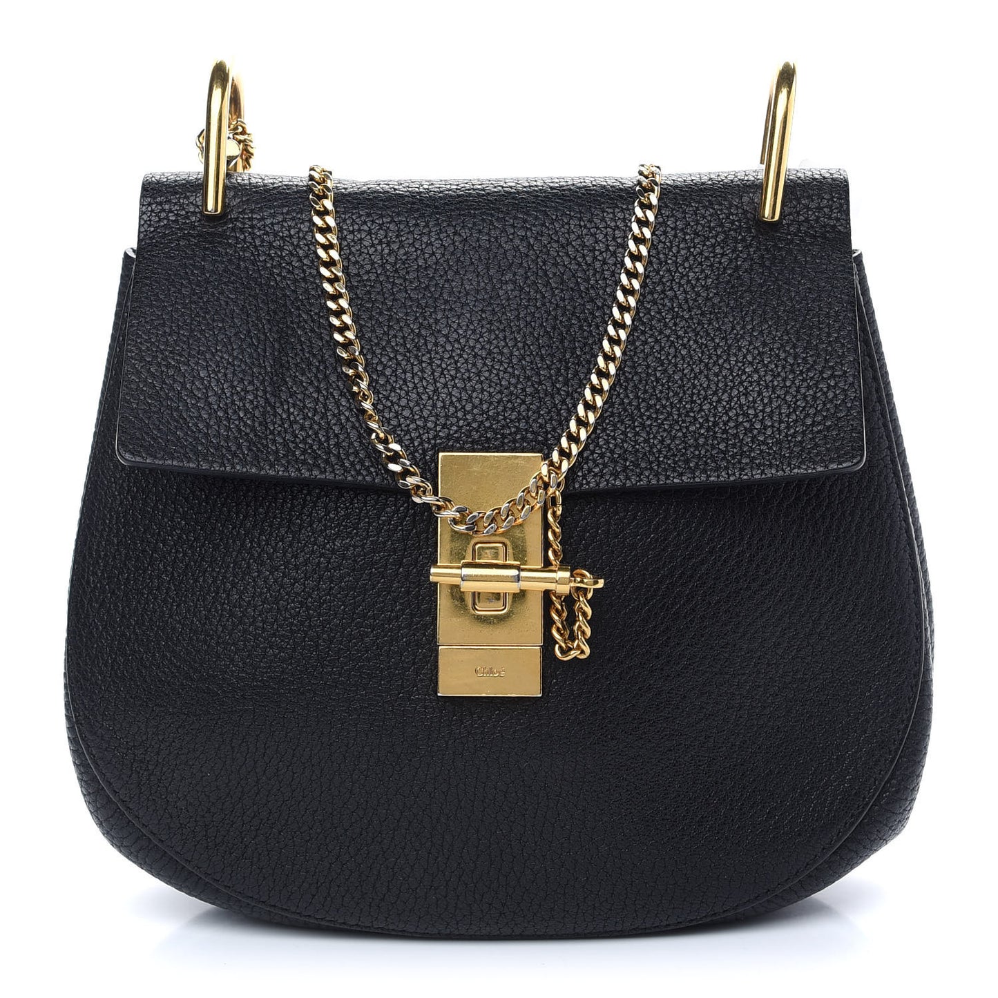 Grained Lambskin Drew Shoulder Bag Black