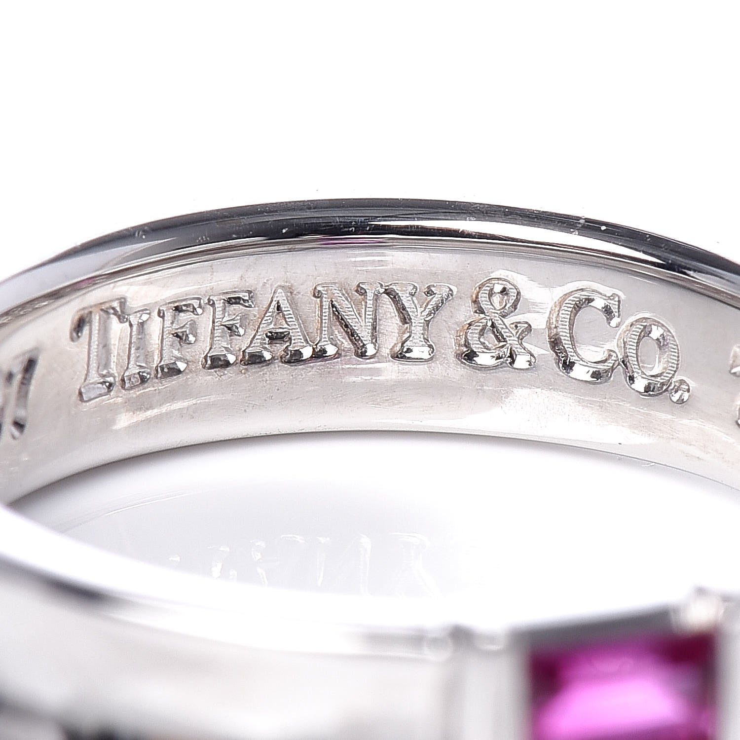 Tiffany 18K White Gold Pink Sapphire Stacking Ring 52 6 6 of 7