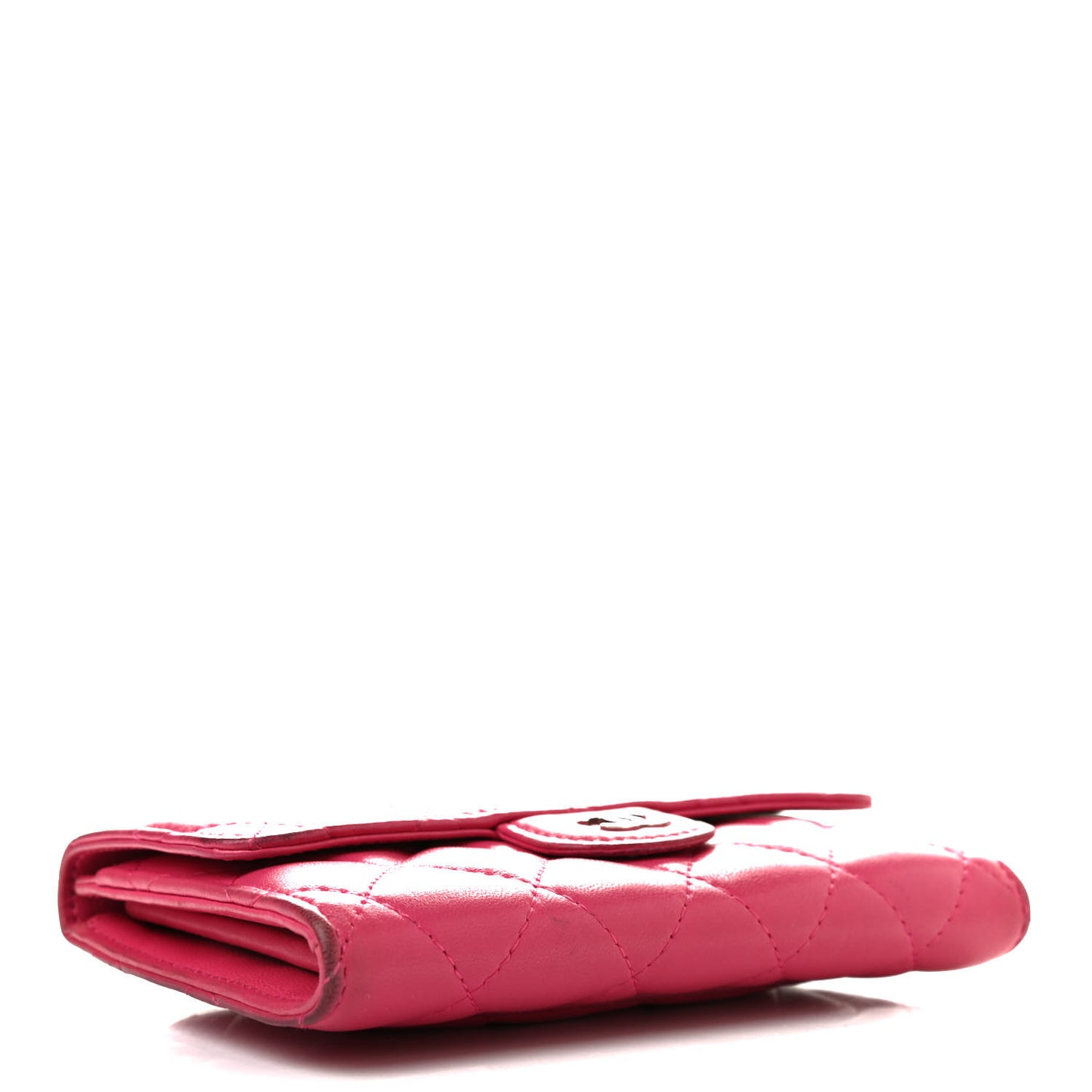 Lambskin Quilted Small Flap Wallet Pink